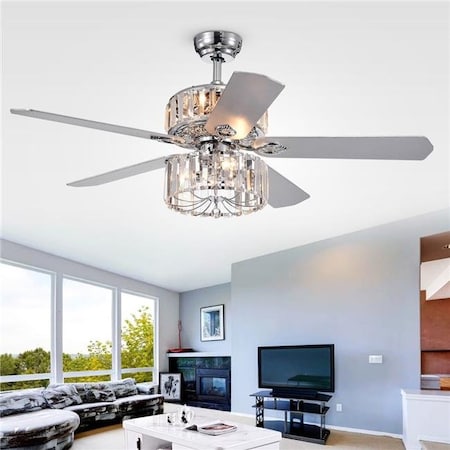 Warehouse Of Tiffany Warehouse of Tiffany CFL-8357REMO-CH 52 in. Perris Indoor Remote Controlled Ceiling Fan with Light Kit; Chrome CFL-8357REMO/CH